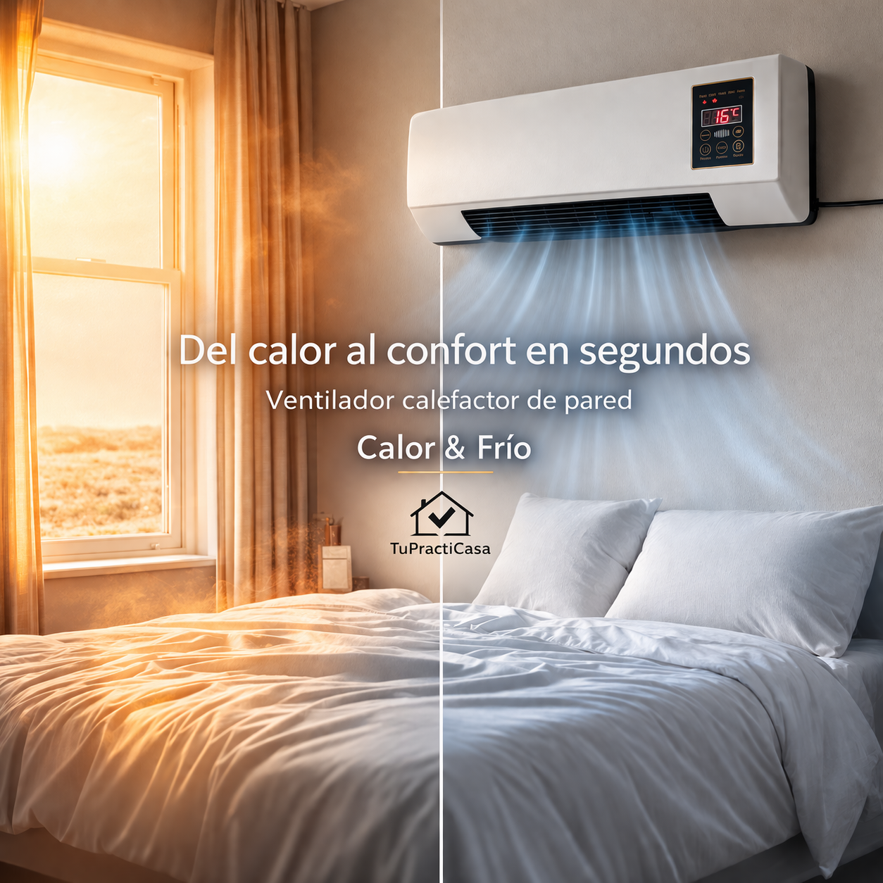 Ventilador y calefactor de pared 2 en 1 color blanco