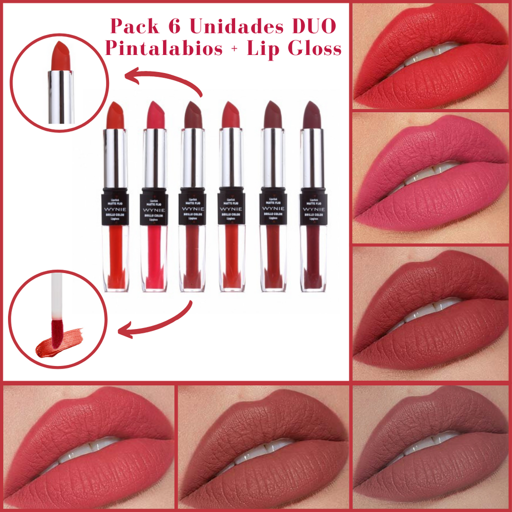Conjunto de 6 Pintalabios DUO - Barra + Lip Gloss GlossyLips™