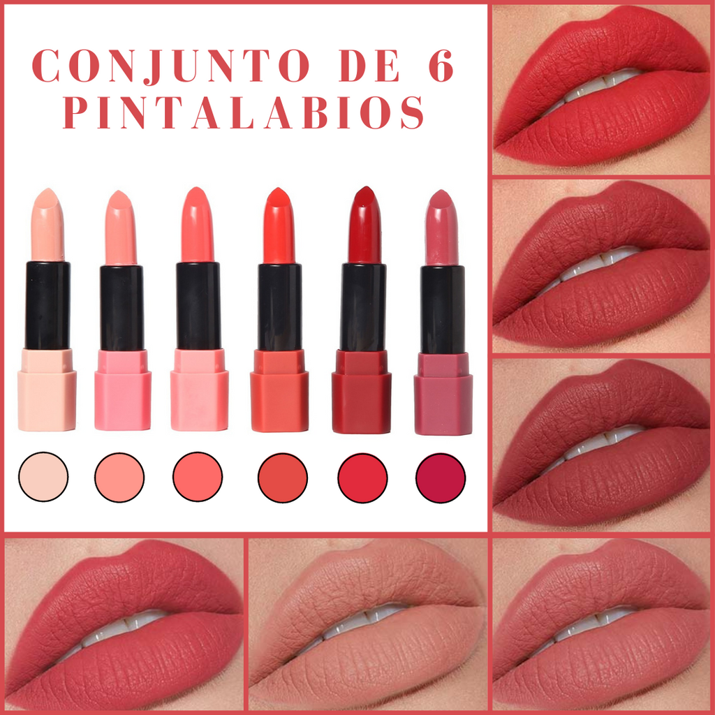 Conjunto de 6 Pintalabios con Fórmula Hidratante - CREMOSA™