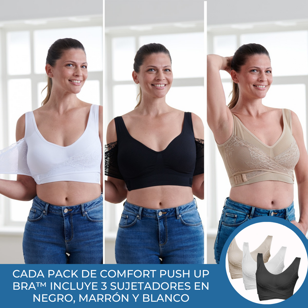 PACK DE 3 SUJETADORES PUSH-UP SIN AROS - COMFORTISSE PUSH UP BRA™