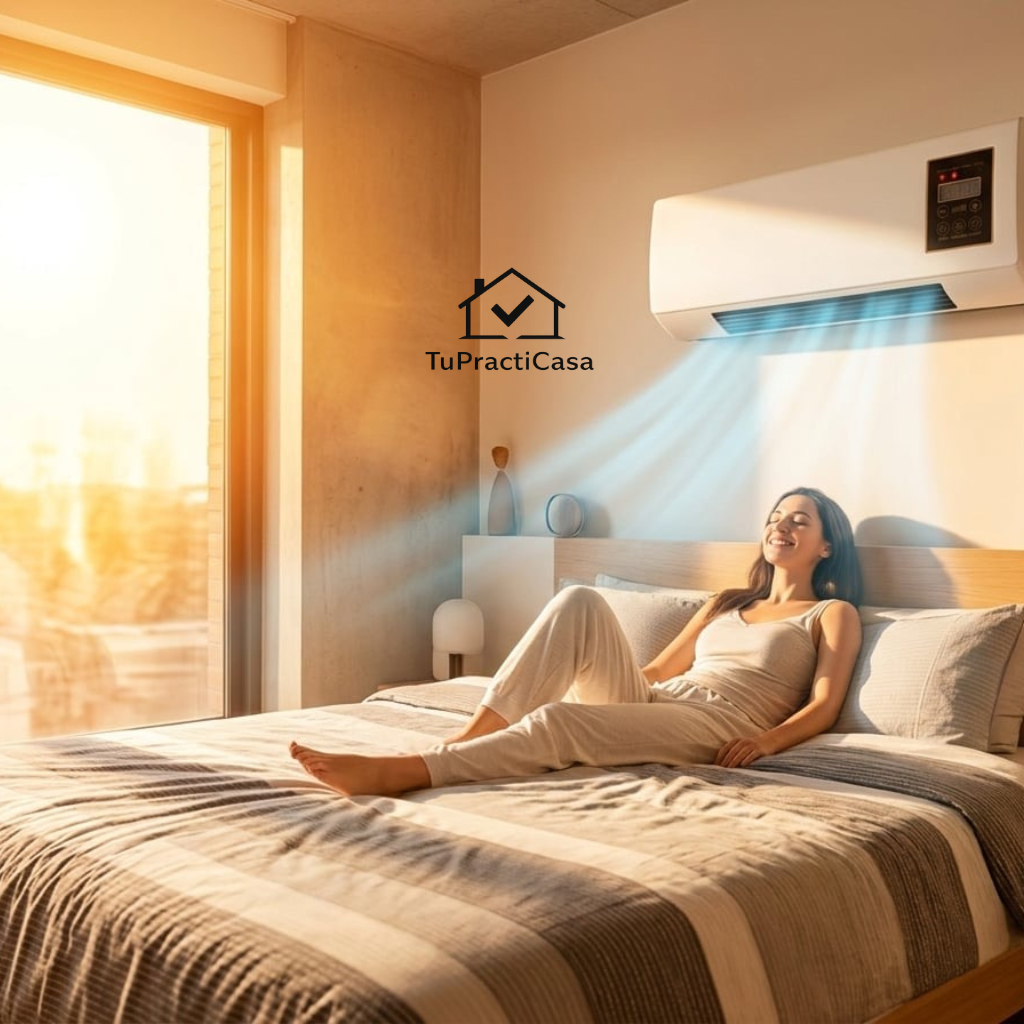 Mujer disfrutando del aire fresco en casa